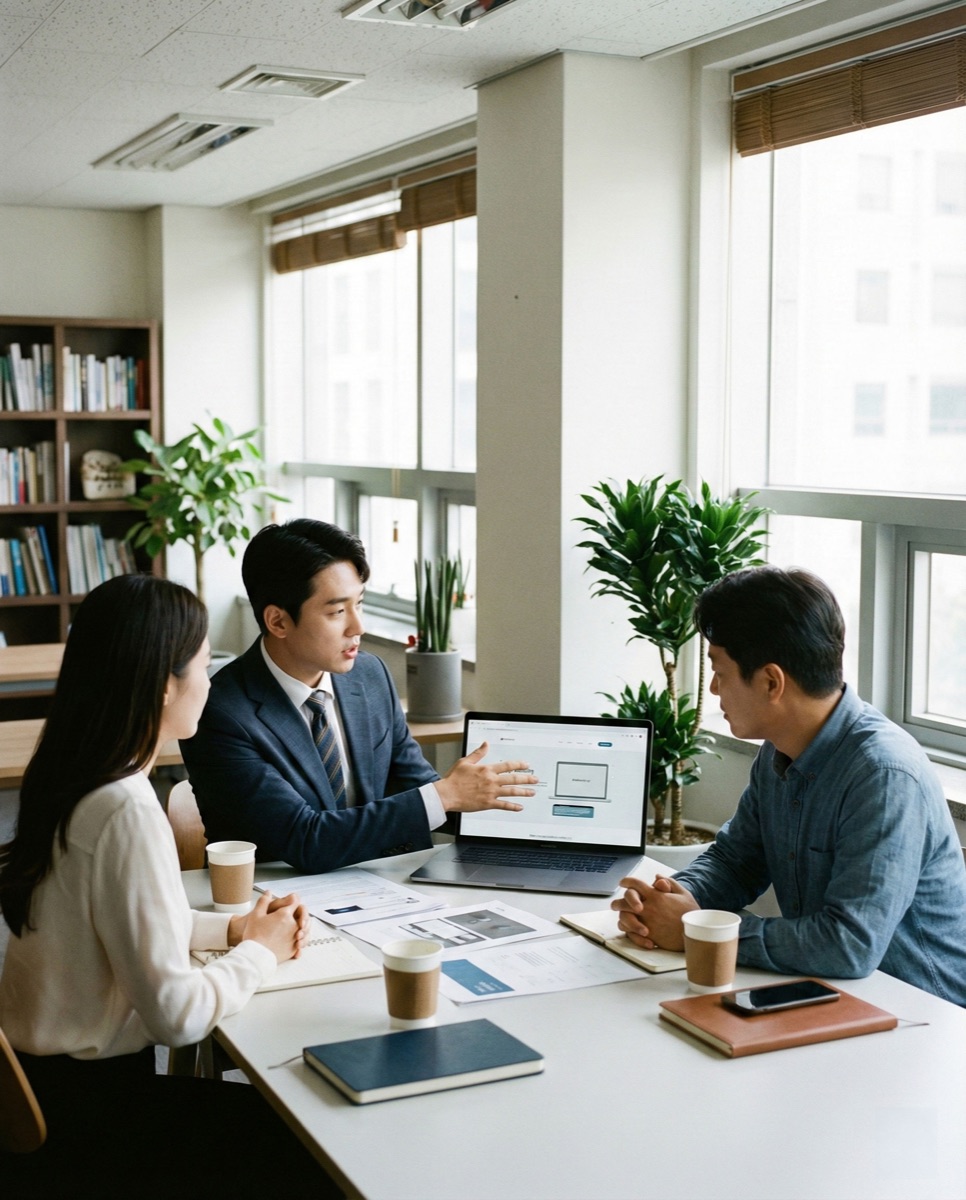 대표 인터뷰와 전략 회의 장면
